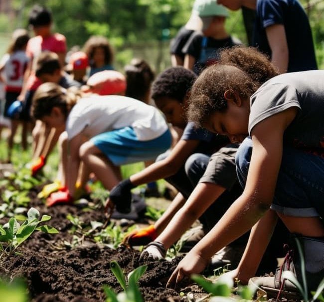Volunteers working together